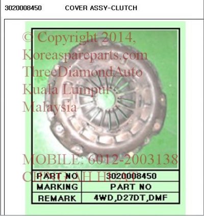 3020008450 Clutch Cover Rx270xDi M/T TSM54 4WD D27DT DMF